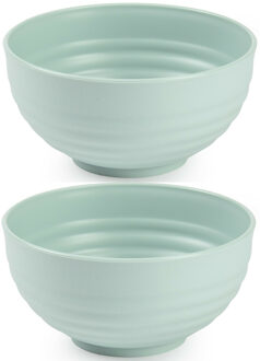 Set van 4x kommetjes/schaaltjes - Dessert/ontbijt - Kunststof - D13 cm - Mintgroen
