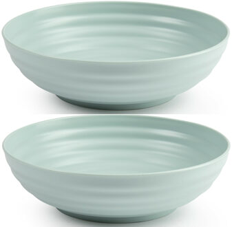 Set van 4x kommetjes/schaaltjes - Dessert/ontbijt - Kunststof - D19 cm - Mintgroen