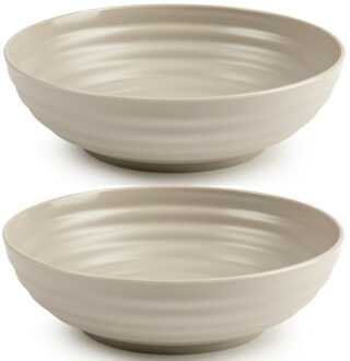 Set van 4x kommetjes/schaaltjes - Dessert/ontbijt - Kunststof - D19 cm - Taupe