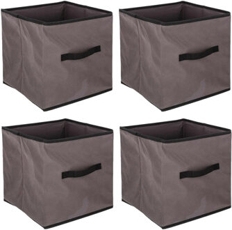 Set van 4x opbergmand 29 liter taupe 31 x 31 x 31 cm - Opbergmanden