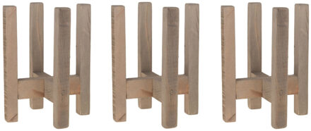 Set van 4x plantenstandaarden/voeten Historic hout 16 x 22 cm