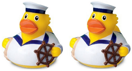Set van 4x stuks badeendjes matroos wit 8 cm - Zeeman speelgoed - Boot/varen/jacht/jachthaven/matrozen