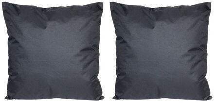 Set van 4x stuks bank/Sier kussens voor binnen en buiten in de kleur zwart 45 x 45 cm - Tuin/huis kussens