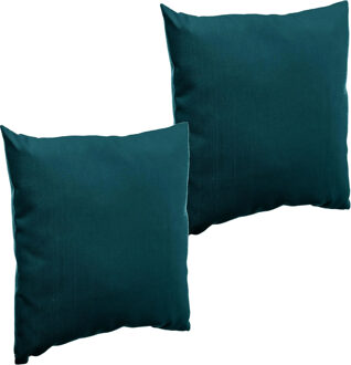 Set van 4x stuks bank/sier/tuin kussens voor binnen en buiten in de kleur emerald groen 40 x 40 x 10