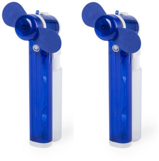 Set van 4x stuks blauwe hand ventilators met water verdamper 16 cm