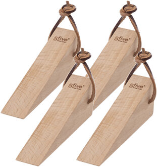 Set van 4x stuks deurstoppers/deurwiggen 12 cm hout - Deurstoppers Bruin