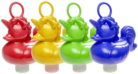 Set van 4x stuks eenhoorn badeendjes badspeelgoed 12 cm