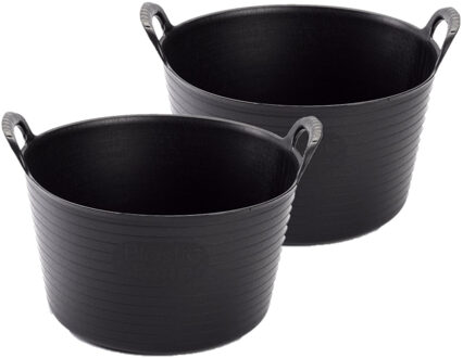 Set van 4x stuks flexibele emmer/wasmand zwart 56 liter