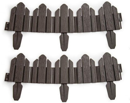 Set van 4x stuks flexibele graskant/tuin rand/kantopsluiting hekjes van 62 cm donkerbruin