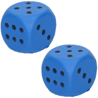 Set van 4x stuks foam dobbelsteen blauw 4 x 4 cm - Speelgoed dobbelstenen