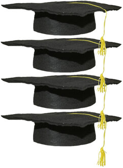 Set van 4x stuks Geslaagd thema hoedje voor kinderen  - verkleed feestartikelen