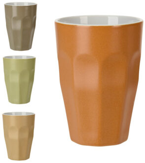 Set van 4x stuks grote luxe gekleurde porseleinen bekers/koffiekopjes 330 ml - Bekers Multikleur