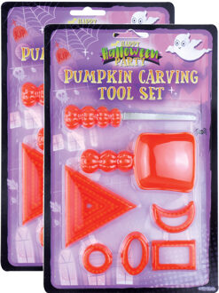Set van 4x stuks halloween Pompoen uithollen snijset 9-delig