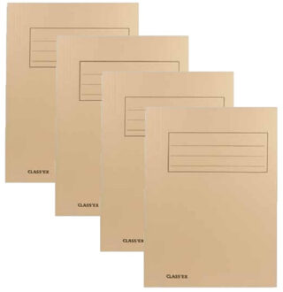 Set van 4x stuks kantoor opslag A4-size dossiermap/verzamelmap van 24 x 35 cm beige van karton - Opbergmap