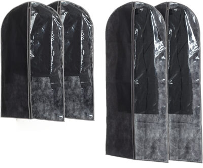 Set van 4x stuks kleding/beschermhoezen pp grijs 135/100 cm