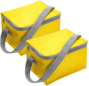 Set van 4x stuks kleine koeltas voor 6 blikjes - geel - lunch-drankjes-medicijnen - 20 x 13 x 13 cm