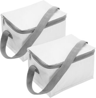 Set van 4x stuks kleine koeltas voor 6 blikjes - wit - lunch-drankjes-medicijnen - 20 x 13 x 13 cm