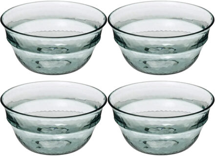 Set van 4x stuks - Kommetje/serveer schaaltje - relief kunststof - D13 cm