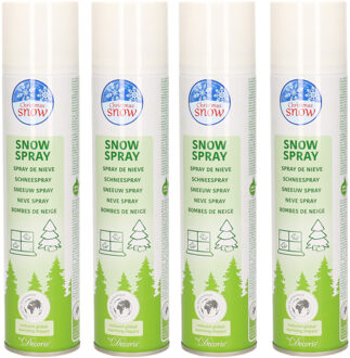 Set van 4x stuks milieuvriendelijke sneeuwspray / spuitsneeuw 300 ml - Decoratiesneeuw Wit