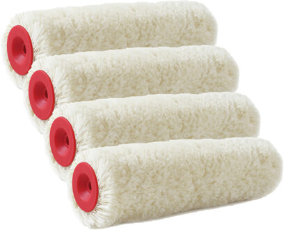 Set van 4x stuks muur vacht verfrollers polyacryl 8,4 x 18 cm