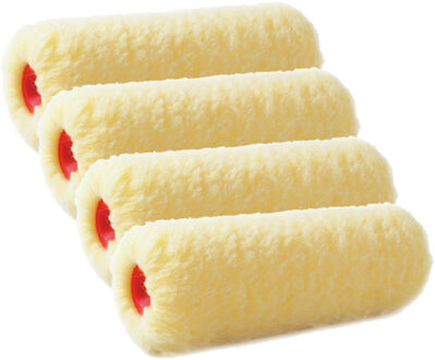 Set van 4x stuks muur vacht verfrollers polyester eenmalig gebruik 9,6 x 25 cm - Verfrollers Multikleur