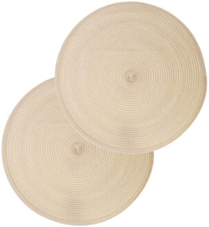 Set van 4x stuks placemats gevlochten kunststof beige 38 cm - Placemats