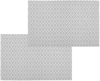 Set van 4x stuks placemats grafische print wit texaline 45 x 30 cm