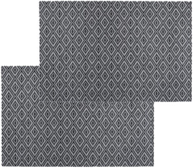 Set van 4x stuks placemats grafische print zwart texaline 45 x 30 cm