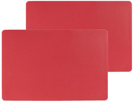 Set van 4x stuks placemats PU-leer/ leer look rood 45 x 30 cm - Placemats