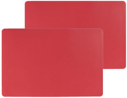 Set van 4x stuks placemats PU-leer/ leer look rood 45 x 30 cm