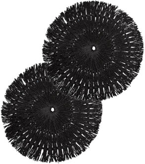 Set van 4x stuks placemats raffia zwart 38 cm