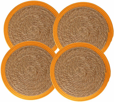 Set van 4x stuks placemats zeegras okergeel 39 cm - Placemats