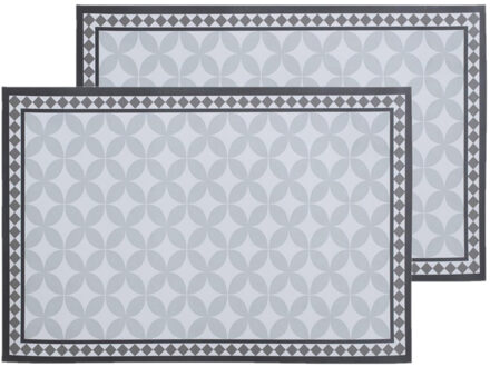 Set van 4x stuks rechthoekige placemats mozaiek grijs vinyl 45 x 30 cm - Placemats