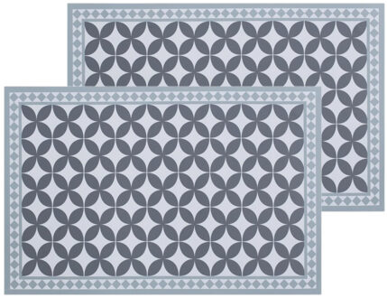 Set van 4x stuks rechthoekige placemats mozaiek grijs vinyl 45 x 30 cm - Placemats