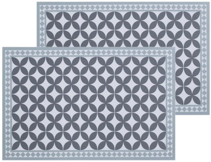 Set van 4x stuks rechthoekige placemats mozaiek grijs vinyl 45 x 30 cm