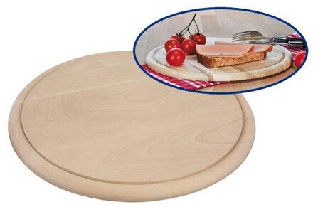 Set van 4x stuks ronde houten ham ontbijt planken / broodplank / serveer plank 28 cm - brood snijden / serveren - serveerplankjes