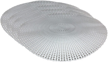 Set van 4x stuks ronde placemats zilver 40 cm van kunststof - Placemats Zilverkleurig