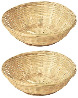 Set van 4x stuks ronde rieten/bamboe mandjes/schaal 30 x 9 cm - Keuken artikelen fruitschalen/manden - Huis decoratie