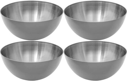 Set van 4x stuks - Slakommetjes/schaaltjes - rvs metaal - D19 cm - Saladeschalen