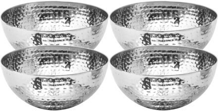Set van 4x stuks - Slakommetjes/schaaltjes - rvs metaal - D19 cm