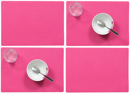 Set van 4x stuks stevige luxe Tafel placemats Plain fuchsia roze 30 x 43 cm - Placemats