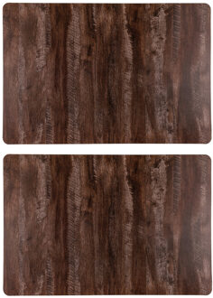 Set van 4x stuks tafel placemats donker hout kleur 43 x 28 cm van kunststof - Placemats Bruin