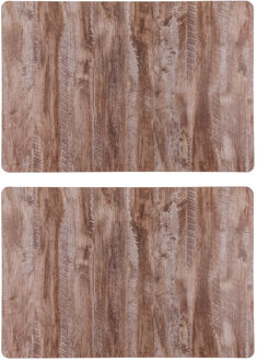 Set van 4x stuks tafel placemats licht hout kleur 43 x 28 cm van kunststof - Placemats Bruin