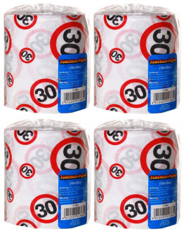 Set van 4x stuks toiletpapier rollen voor een 30 jaar verjaardag