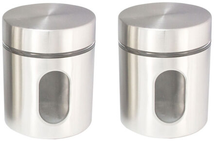 Set van 4x stuks voorraadpotten/bewaarpotten 11 x 11 x 14 cm Rvs/glas