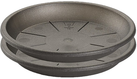 Set van 4x stuks water opvangschaal bakje Planten/bloempot antraciet grijs rond 16 cm