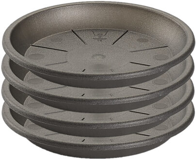 Set van 4x stuks water opvangschaal bakje Planten/bloempot antraciet grijs rond 24 cm