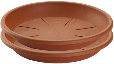 Set van 4x stuks water opvangschaal/onderschotel voor planten/bloem pot terra cotta kleur dia 24 cm