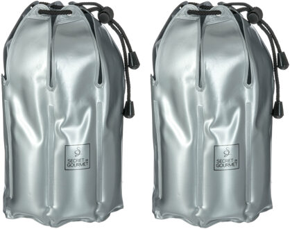 Set van 4x stuks wijnfles koeler/koelelement hoes grijs 24 x 8 cm