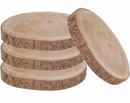 Set van 4x stuks woondecoratie Paulownia houten boomschijf 30 x 3 cm - Woondecoratie/woonaccessoires - boomschijven